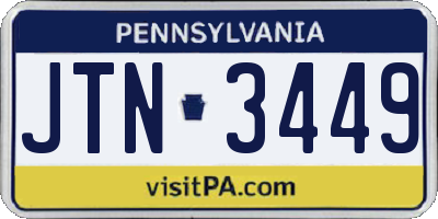 PA license plate JTN3449