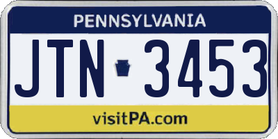 PA license plate JTN3453