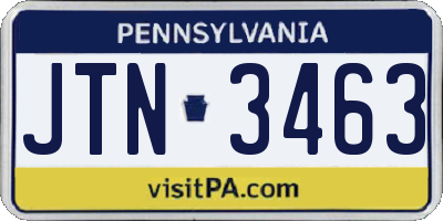 PA license plate JTN3463