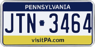 PA license plate JTN3464