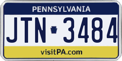 PA license plate JTN3484
