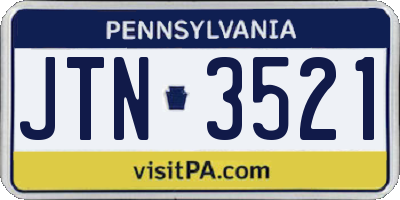 PA license plate JTN3521