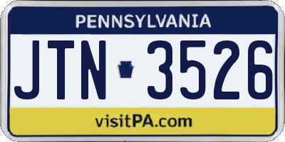 PA license plate JTN3526