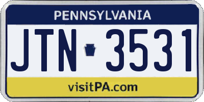 PA license plate JTN3531