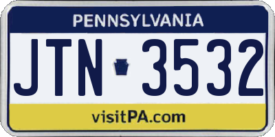 PA license plate JTN3532