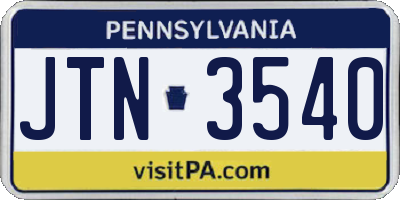 PA license plate JTN3540
