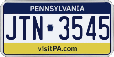 PA license plate JTN3545