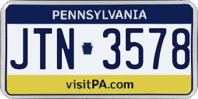 PA license plate JTN3578