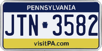 PA license plate JTN3582