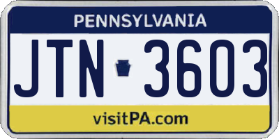 PA license plate JTN3603