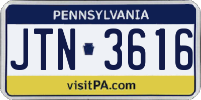 PA license plate JTN3616