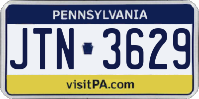 PA license plate JTN3629