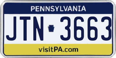 PA license plate JTN3663