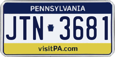 PA license plate JTN3681