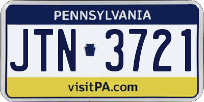 PA license plate JTN3721