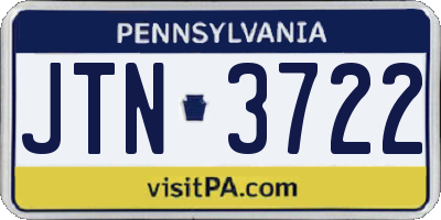 PA license plate JTN3722
