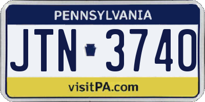 PA license plate JTN3740