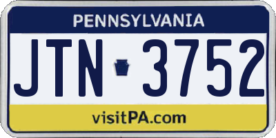 PA license plate JTN3752