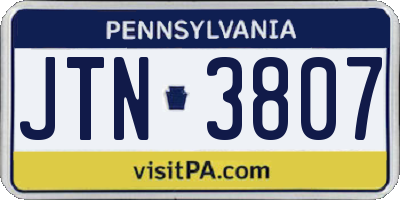 PA license plate JTN3807