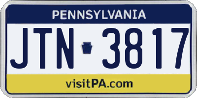 PA license plate JTN3817