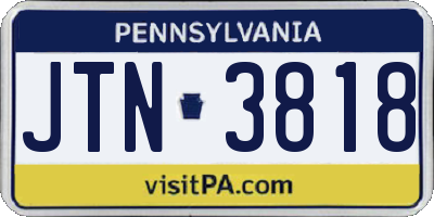 PA license plate JTN3818