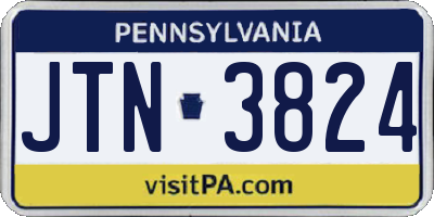PA license plate JTN3824