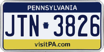PA license plate JTN3826