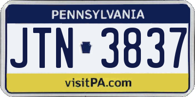 PA license plate JTN3837