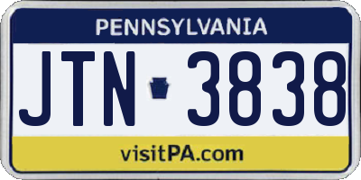 PA license plate JTN3838