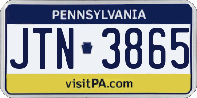 PA license plate JTN3865