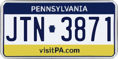 PA license plate JTN3871
