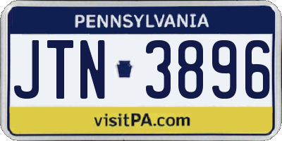 PA license plate JTN3896