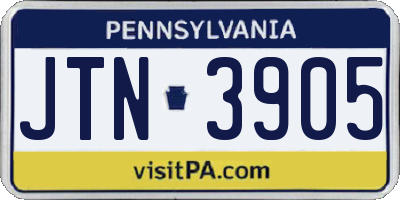 PA license plate JTN3905