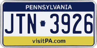 PA license plate JTN3926