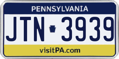 PA license plate JTN3939