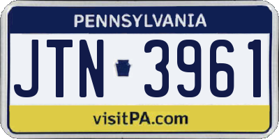 PA license plate JTN3961