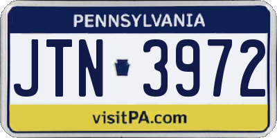 PA license plate JTN3972