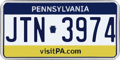 PA license plate JTN3974