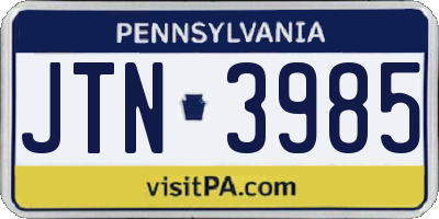 PA license plate JTN3985