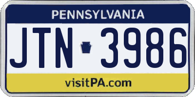 PA license plate JTN3986