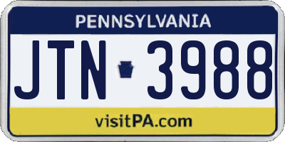 PA license plate JTN3988