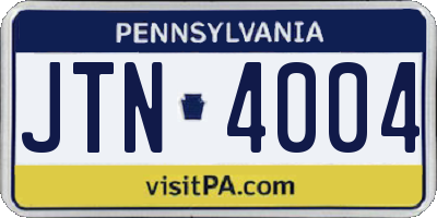 PA license plate JTN4004