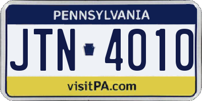 PA license plate JTN4010