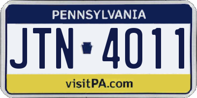 PA license plate JTN4011