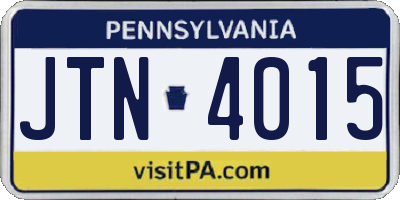 PA license plate JTN4015