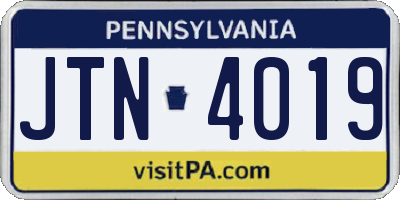 PA license plate JTN4019