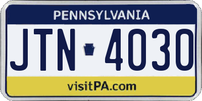 PA license plate JTN4030