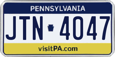 PA license plate JTN4047