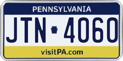 PA license plate JTN4060