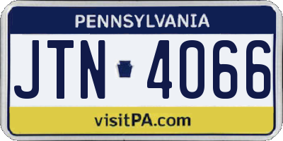 PA license plate JTN4066